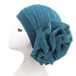 Glitter Turban Manufacturer - OEM Luxury Stretchable Flower Muslim Beanie