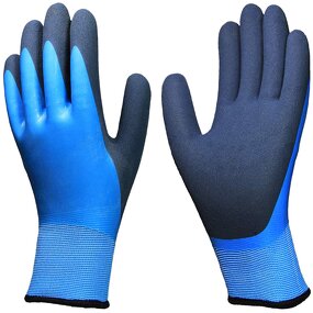 Nitrile Coated Gloves Manufacturer - OEM Double Coated Blue Textured Tear-Resistant