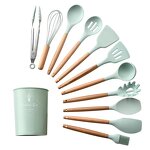 Silicone Kitchenware Set Manufacturer - OEM 12-Piece Multifunctional Wooden Handle