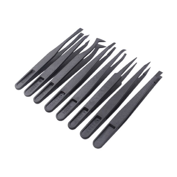 Plastic Tweezers Set Factory - VETUS 8-Piece Anti-Static for Electronics Laboratory