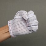 ESD Gloves Factory - OEM/ODM Lint Free Cleanroom White Anti-static Polyester Stripe