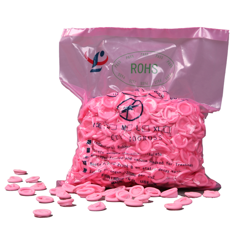 Finger Cots Factory - Class 100 Fingertip Textured Dust Free Natural Rubber Pink