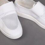 ESD Clean Room Shoe Factory - Trade Assurance Pu Pvc Sole Canvas Navy Blue Factory