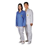 ESD Lab Coat Manufacturer - OEM White Blue Color Antistatic Safety Cleanroom Worker