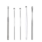 Ear Cleaner Ear Picking Tools Leather Pouch 6-Piece Set Stainless Steel Ear Scoop Double Head