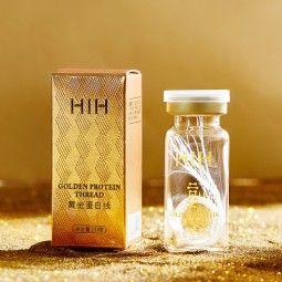 紧致鱼子酱面部精华接受定制标志美白和保湿面部黄金蛋白丝线雕刻精华液