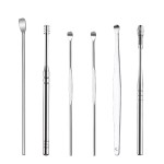 Ear Cleaner Ear Picking Tools Leather Pouch 6-Piece Set Stainless Steel Ear Scoop Double Head