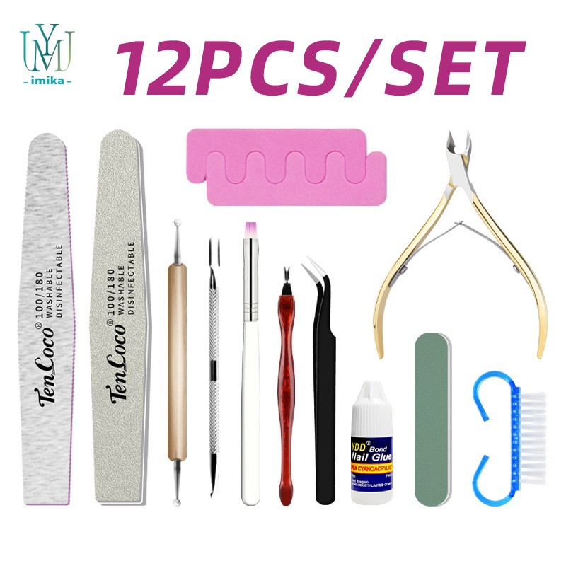 Professional Stainless Steel Cuticle Pusher and Cutter Cuticle Remover Nippers 12 Pcs Manicure Tools Set for Girls