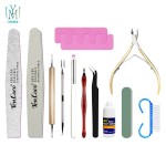 Professional Stainless Steel Cuticle Pusher and Cutter Cuticle Remover Nippers 12 Pcs Manicure Tools Set for Girls