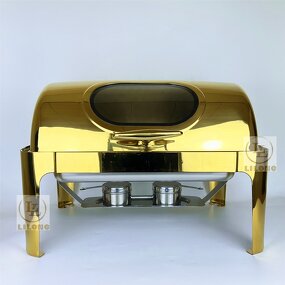 Chafing Dish Factory - OEM Hot Selling Stainless Steel Golden 9L Rectangular