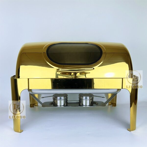 Chafing Dish Factory - OEM Hot Selling Stainless Steel Golden 9L Rectangular