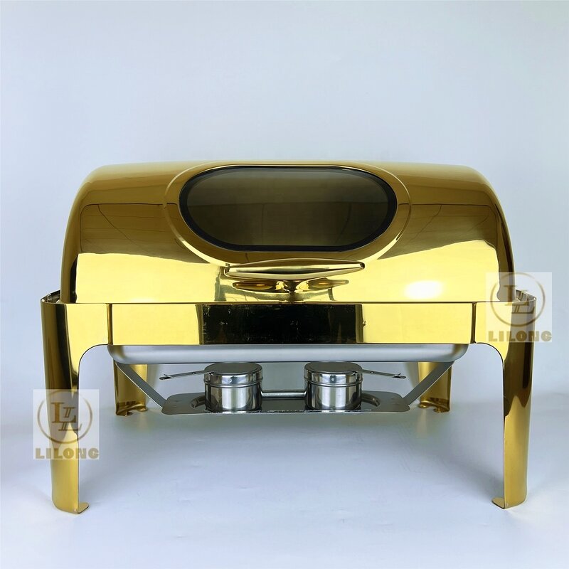 Chafing Dish Factory - OEM Hot Selling Stainless Steel Golden 9L Rectangular