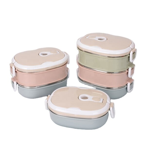 Food Container Lunch Box Factory - OEM SS304 Stainless Steel 3 Layer with Airtight Cover