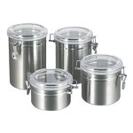 Coffee Sugar Canister Factory - OEM Stainless Steel 4pcs Round Kitchen Food Sealed