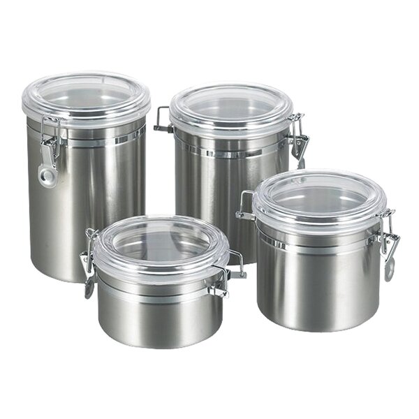 Coffee Sugar Canister Factory - OEM Stainless Steel 4pcs Round Kitchen Food Sealed
