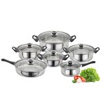 Cookware Set Factory - OEM Hot Selling Stainless Steel 12pcs with Black Bakelite