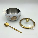 Sugar Bowl Manufacturer - OEM Hot Selling 9cm Stainless Steel with Spoon Glass Lid