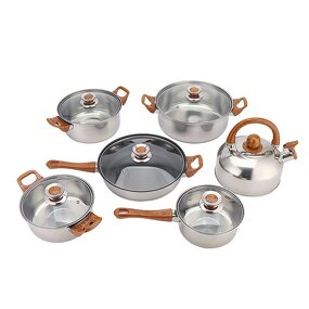 Cookware Set Manufacturer - OEM Hot Sale Stainless Steel with Brown Bakelite