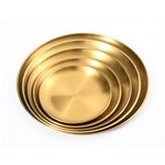 Gold Serving Tray Manufacturer - OEM Luxury Stainless Steel Round Dinner Plate