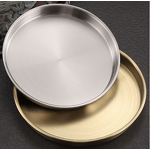 Gold Serving Tray Manufacturer - OEM Luxury Stainless Steel Round Dinner Plate