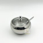 Seasoning Jar Manufacturer - OEM Hot Selling 11cm Stainless Steel Sugar Bowl with Spoon