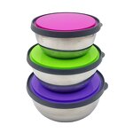 Seal Pot Salad Bowl Factory - OEM Cheap 3PCS Stainless Steel Food Storage Bowl