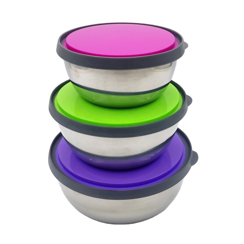 Seal Pot Salad Bowl Factory - OEM Cheap 3PCS Stainless Steel Food Storage Bowl