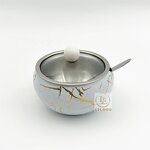 Seasoning Jar Manufacturer - OEM Hot Selling 11cm Stainless Steel Sugar Bowl with Spoon