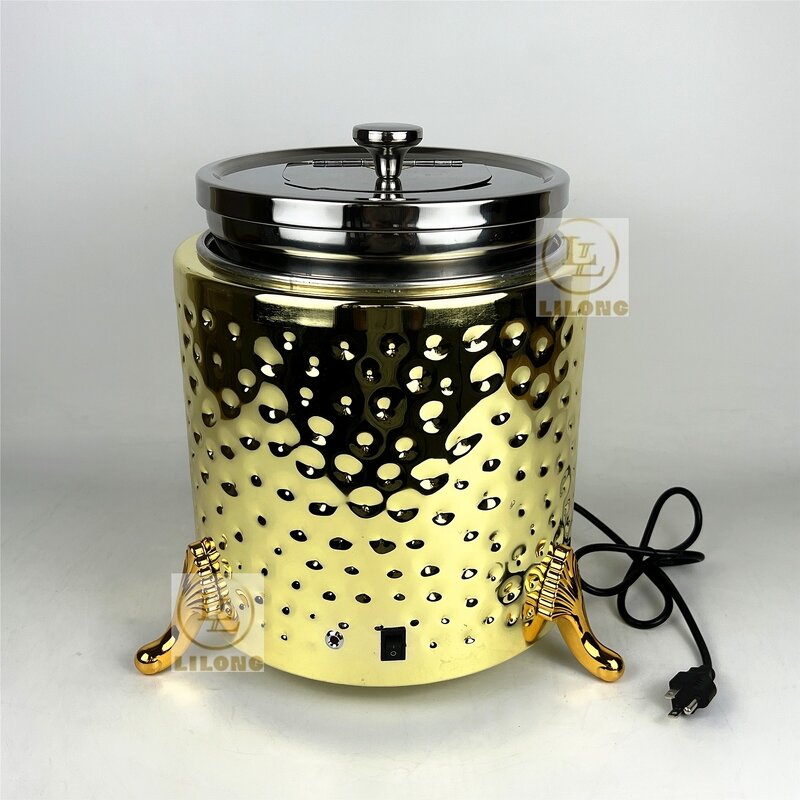 Electric Soup Pot Factory - OEM Luxury 10L Gold Stainless Steel Hammer Pattern Insulated