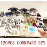 Cooking Set Manufacturer - OEM Hot Selling Stainless Steel 30Pcs with Blue Glass Lid