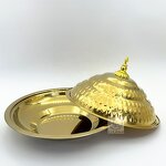 Buffet Plate Factory - OEM Stainless Steel Serving Tray Gold Round with Lid