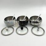 Seasoning Jar Manufacturer - OEM Hot Selling 11cm Stainless Steel Sugar Bowl with Spoon