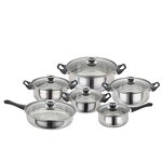 Cookware Set Factory - OEM Hot Selling Stainless Steel 12pcs with Black Bakelite