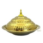 Buffet Plate Factory - OEM Stainless Steel Serving Tray Gold Round with Lid