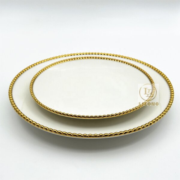 Ceramic Plates Factory - OEM Luxury Gold Rim Hotel Restaurant Wedding