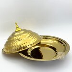 Buffet Plate Factory - OEM Stainless Steel Serving Tray Gold Round with Lid