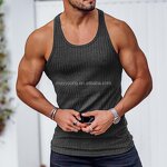 Cotton Tank Tops Manufacturer - OEM Custom 100% Logo Printed Knitting Stripes Gym Vest
