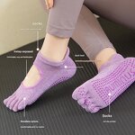 Pilates Socks Manufacturer - OEM Custom Made Non-Slip 5 Toe Crew Socks Free Size
