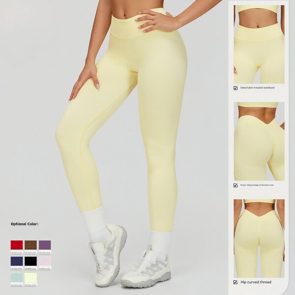 High Waist Yoga Leggings Factory - OEM Women's V-Back Drawstring SEAMLESS Breathable