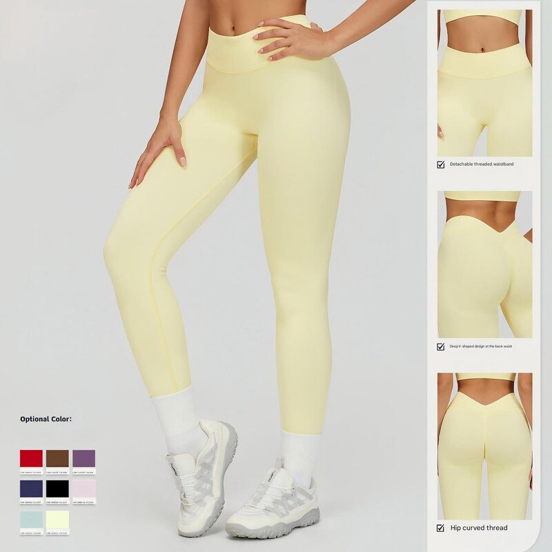 High Waist Yoga Leggings Factory - OEM Women's V-Back Drawstring SEAMLESS Breathable