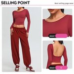 U-Shape Backless Top Manufacturer - OEM Long Sleeves Yoga Slim Lift Fitness