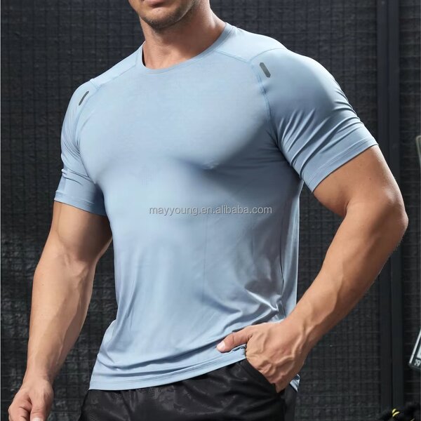 Compression Gym Shirt Manufacturer - OEM Men's Athletic Quick Dry Breathable Polyester Muscle