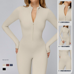 Yoga Bodysuit Factory - OEM Women Zipper Jumpsuit Long Sleeve Comfortable Stretchy