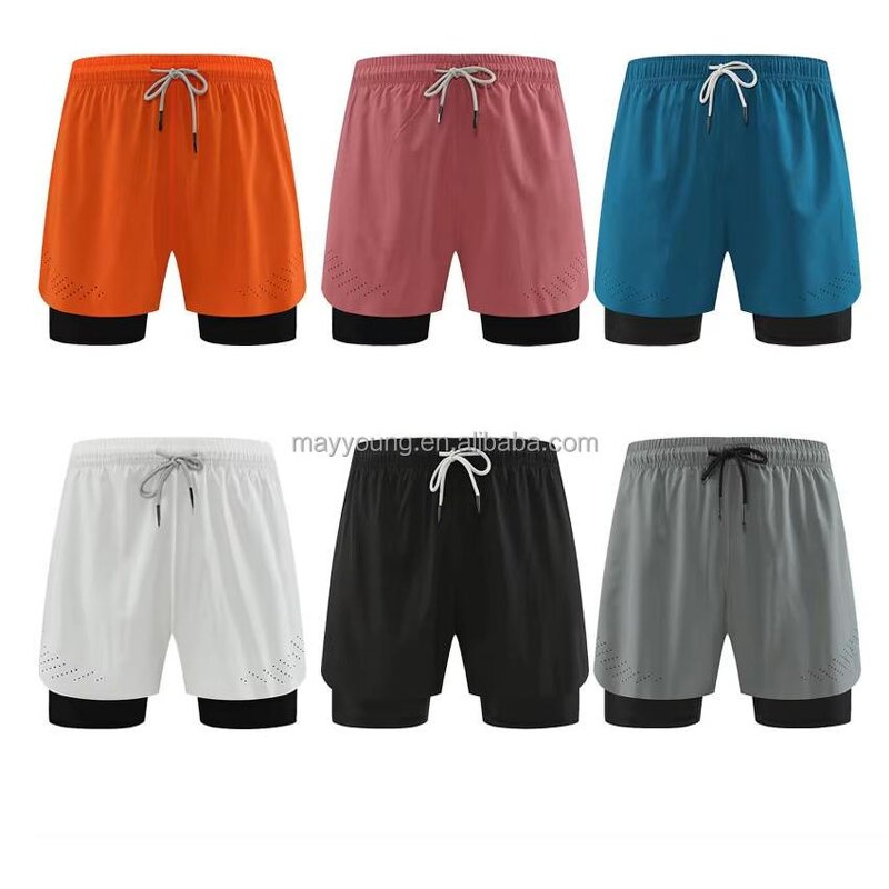 Gym Shorts Manufacturer - OEM Men's Quick Dry Polyester Spandex 2-in-1 Training Liner