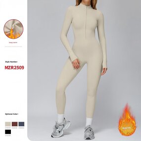 Yoga Bodysuit Factory - OEM Women Zipper Jumpsuit Long Sleeve Comfortable Stretchy