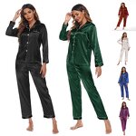 Long Sleeve Pajamas Factory - OEM European American Pure Color Silk Comfortable Sleepwear