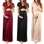 Maternity Clothing Manufacturer - OEM Plus Size V Neck Expansion Skirt Maxi Dress