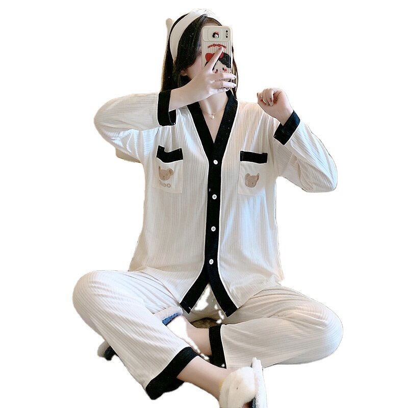 V-neck Pajamas Factory - OEM Women Fashion Milk Silk Buttons Home Dress Sleepwear