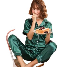 Short Sleeve Pajamas Factory - OEM Fashion Ladies Large Solid Color Comfortable Set