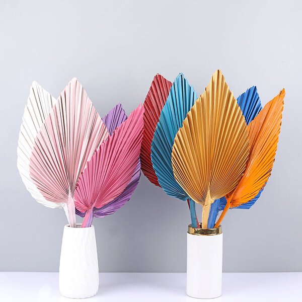 Artificial Fan Leaf Factory - OEM Wholesale Colorful Preserved Natural Large Dry Pink